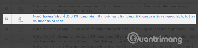 Đổi thông tin người nhận BHXH