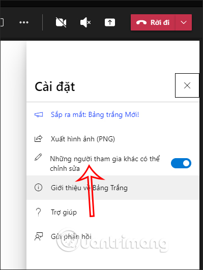 Cho phép nhập nội dung bảng trắng