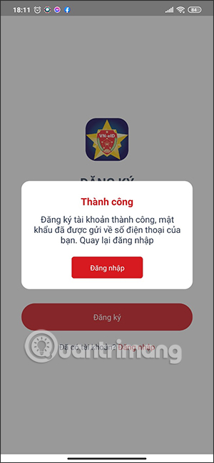 Tin nhắn báo mật khẩu VNEID