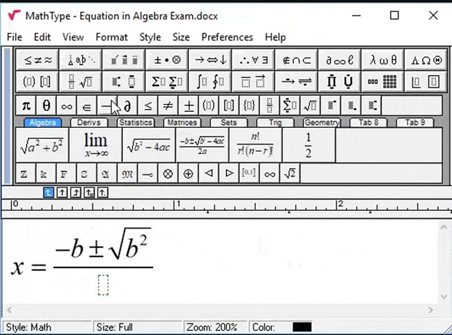 MathType là phần mềm cho phép tạo và chú thích ký hiệu toán học