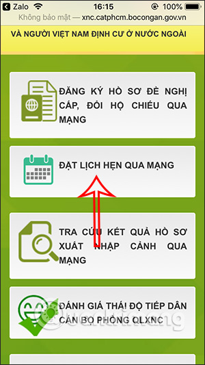 Đặt lịch hẹn qua mạng