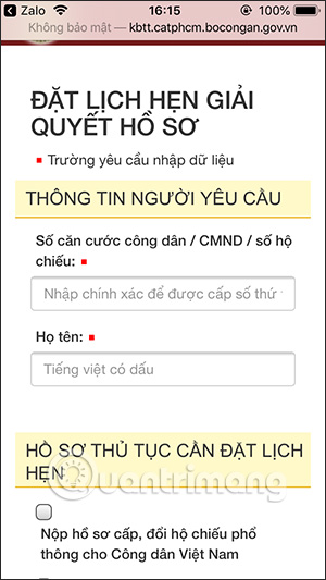 Kê khai thông tin cá nhân