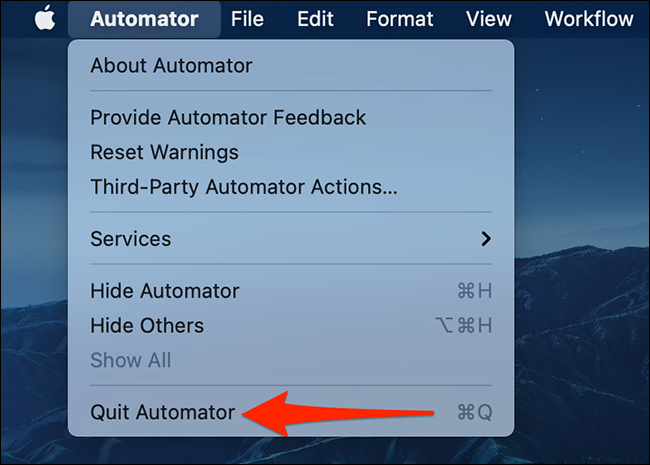 Automator > Quit Automator