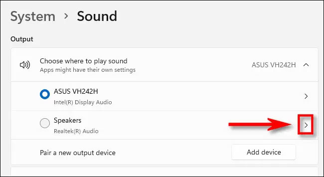 Nhấp vào biểu tượng mũi tên 