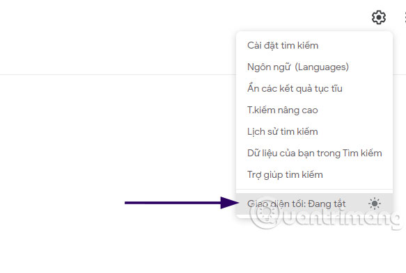 bật darkmode google search