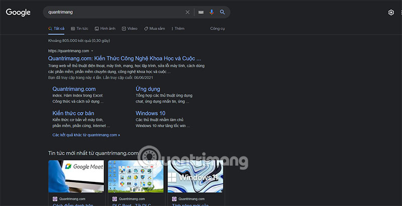 bật darkmode google search