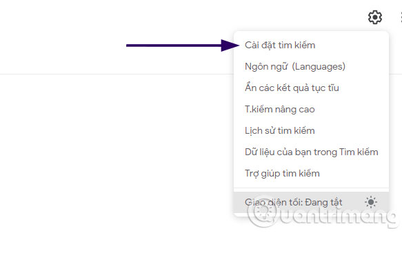 bật darkmode google search