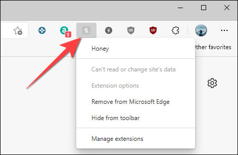 Nhấp chuột phải vào biểu tượng tiện ích mở rộng