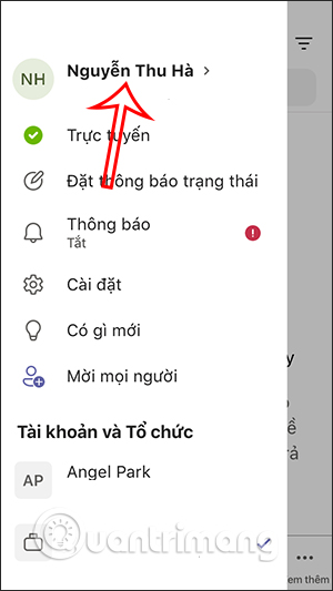 Nhấn vào tên Microsoft Teams điện thoại