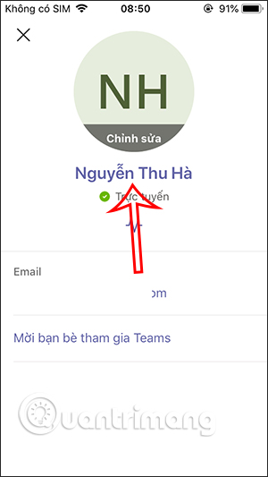 Nhấn vào tên cũ