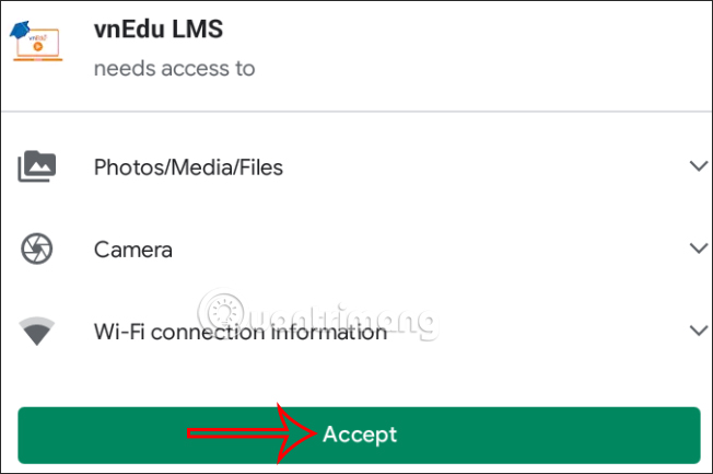 Click the Accept button to install VnEdu LMS