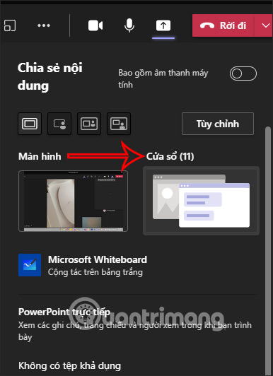 Select PowerPoint Slide Window