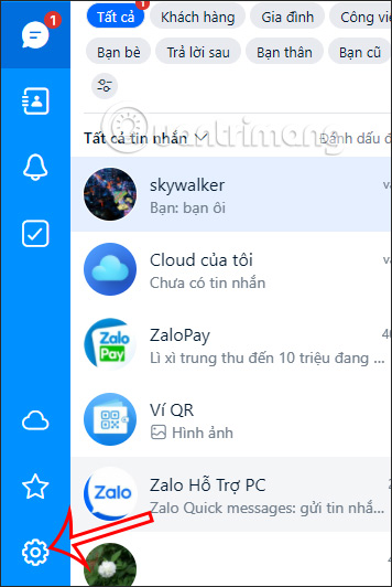 Biểu tượng bánh răng cưa Zalo