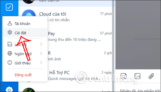Cài đặt trên Zalo