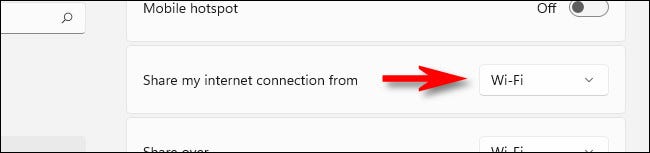 “Share my internet connection from”