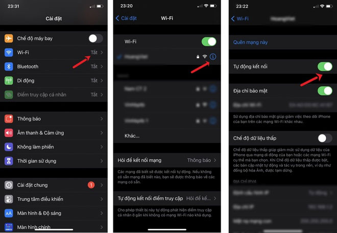 Cách tắt tính năng tự động kết nối Wi-Fi trên iPhone