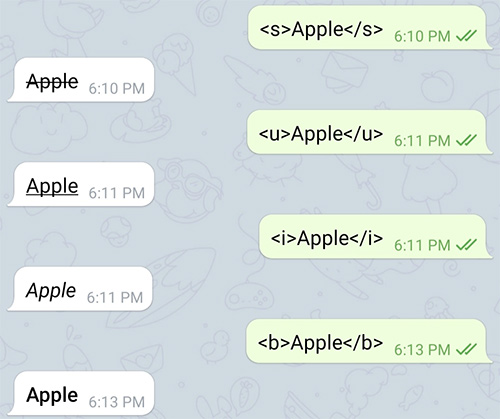 Định dạng nhanh tin nhắn Telegram