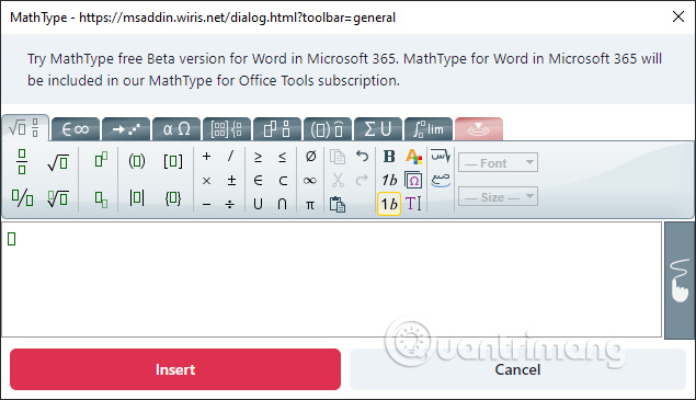 MathType Math formula entry table in Word