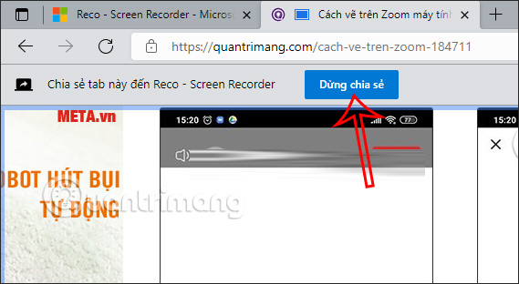 Dừng quay video màn hình