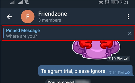 Tin nhắn đã ghim trên Telegram điện thoại