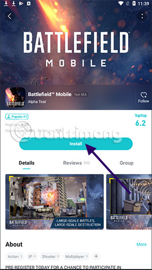 bf apk trên điện thoại di động