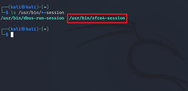 The file xfce4-session indicates that the system is using Xfce
