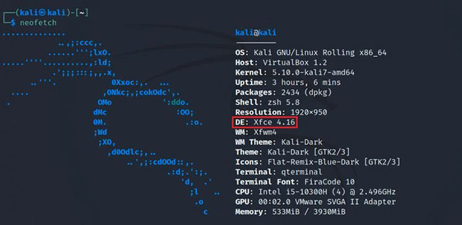 Sử dụng Neofetch để biết môi trường desktop
