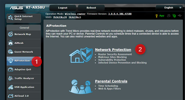 Đi tới AiProtection > Network Protection