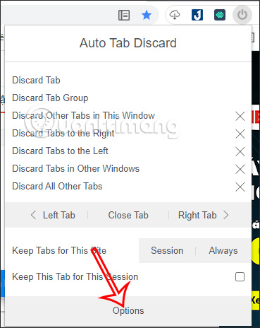 Tùy chỉnh tiện ích Auto Tab Discard