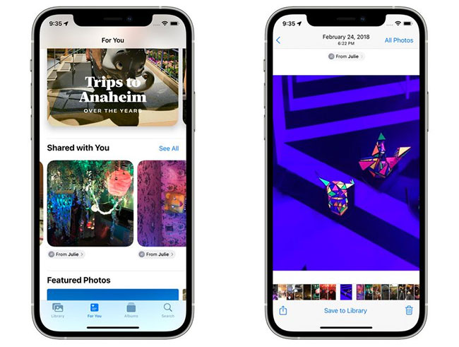 Shared With You trong Photos trên iOS 15