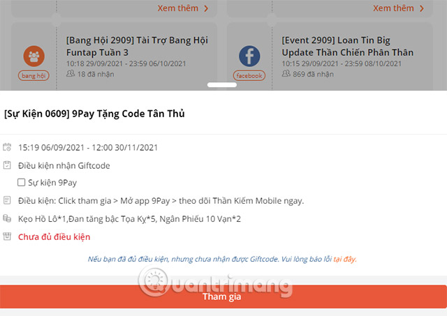 giftcode thần kiếm di động