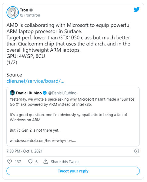  Microsoft và AMD đang hợp tác để phát triển một bộ xử lý ARM