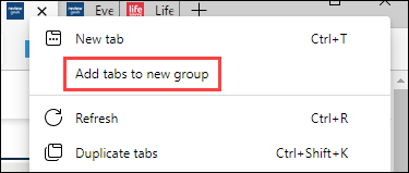 Select “Add Tabs to New Group”