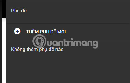 Nhấp vào tùy chọn Thêm phụ đề mới