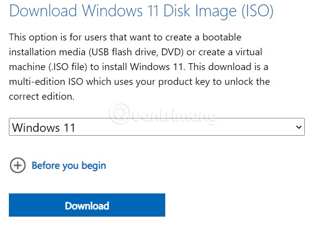 Chọn phiên bản Windows 11