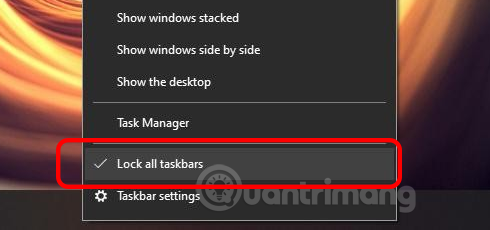 Bỏ tích ở Lock all taskbars