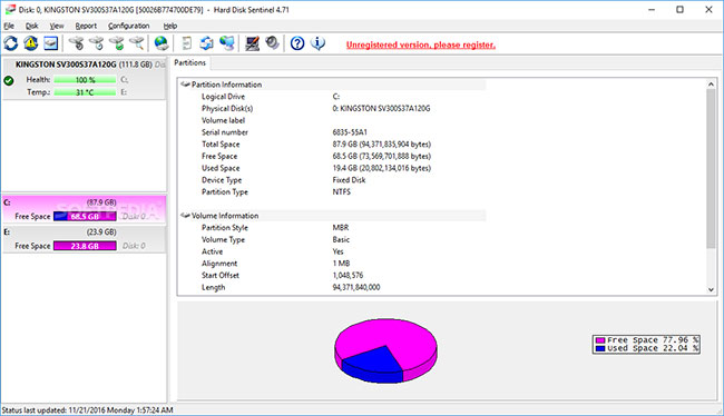 Nhiều thông tin về hệ thống được Hard Disk Sentinel cung cấp