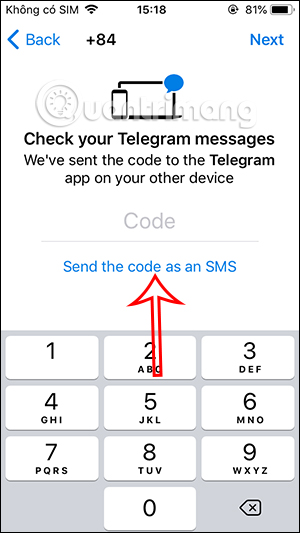 Gửi mã xác minh Telegram