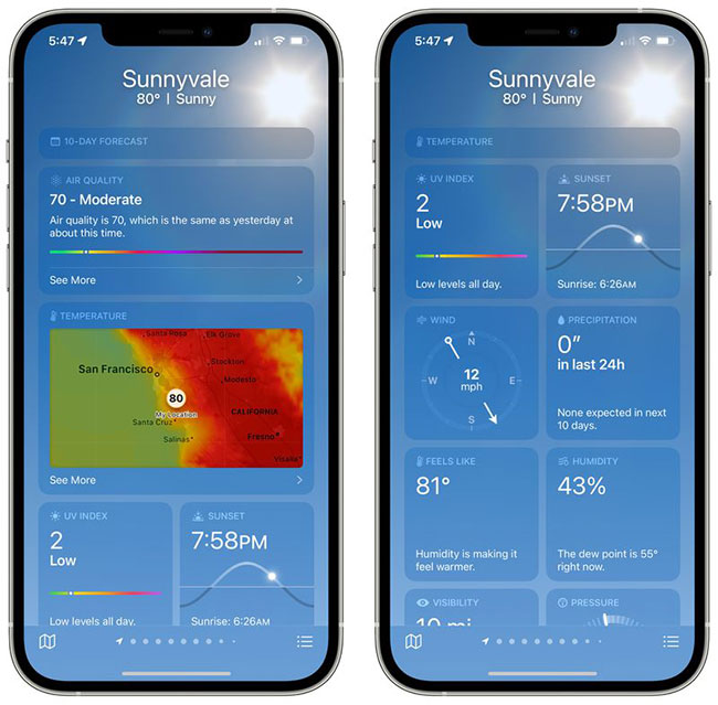 Weather app module in iOS 15