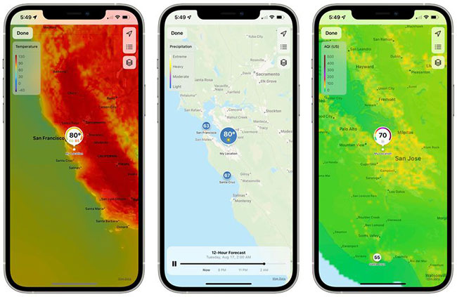 Weather map on iOS 15