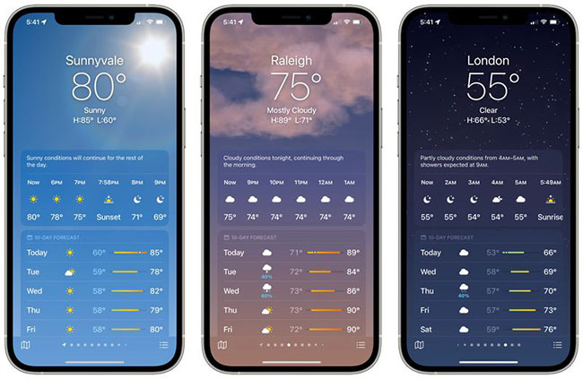 Weather app background on iOS 15