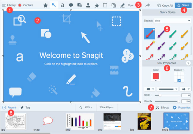 Giao diện của Snagit