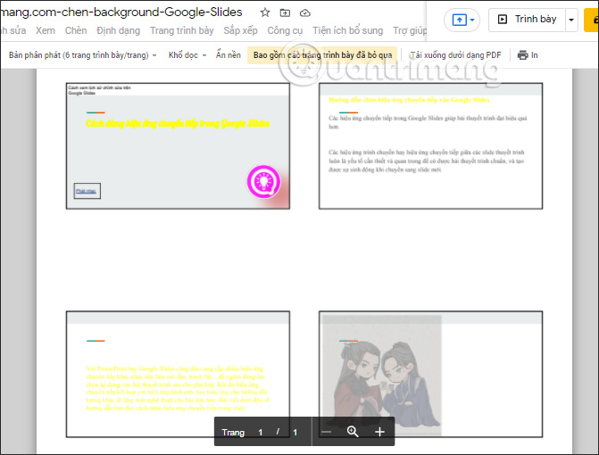 Show the number of slides in Google Slides