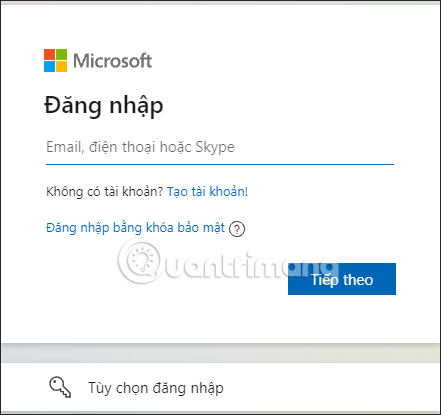 Nhập tài khoản Microsoft trên máy tính