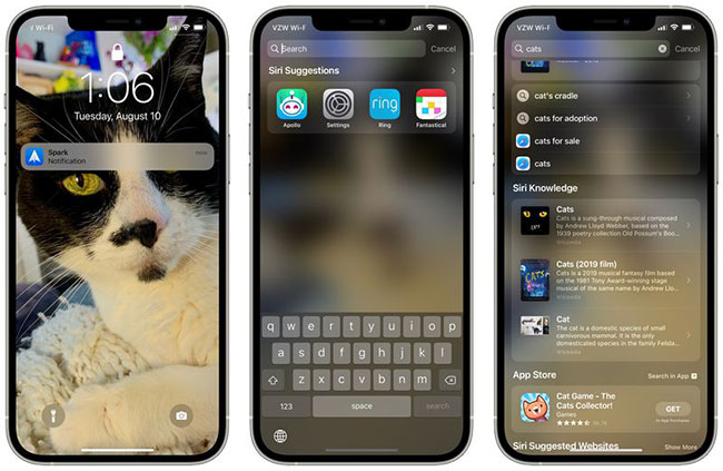 Spotlight search on the lock screen in iOS 15