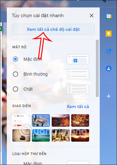 Xem cài đặt Gmail PC