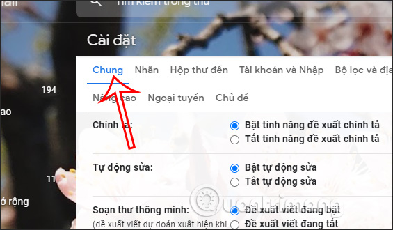 Thiết lập Chung trên Gmail PC