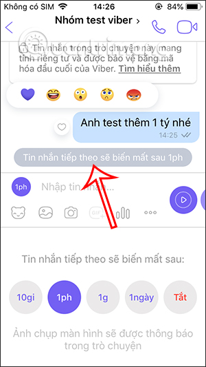 Notification of automatic deletion of Viber group messages