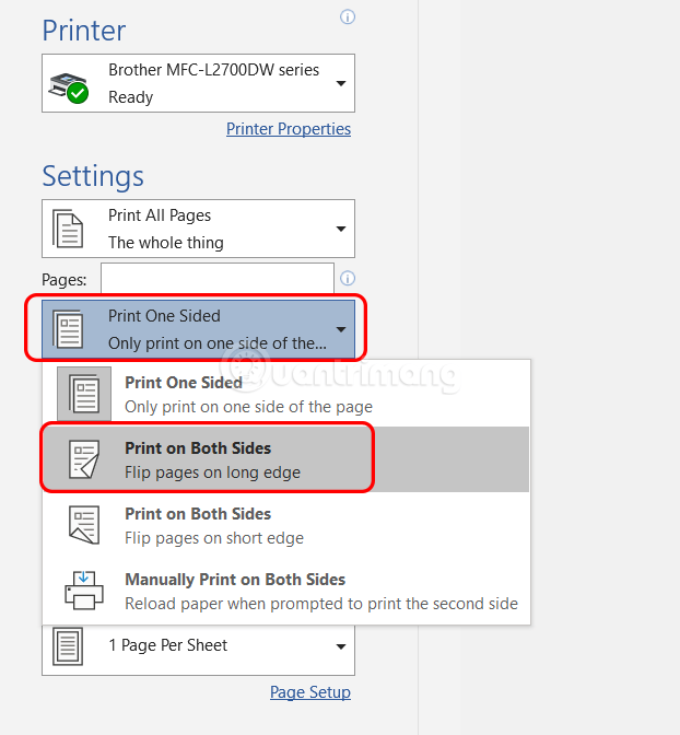 Instructions for printing two-sided paper in Word, PDF, Excel