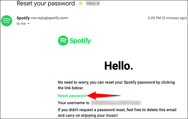 Nhấp vào liên kết "Reset Password” 